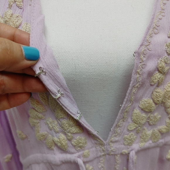 Free People Lilac Blossom Embroidered Dress Size S - Picture 4 of 13